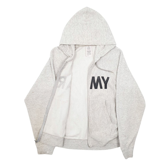 Mens Grey Army Vintage Spellout Full Zip Jumper