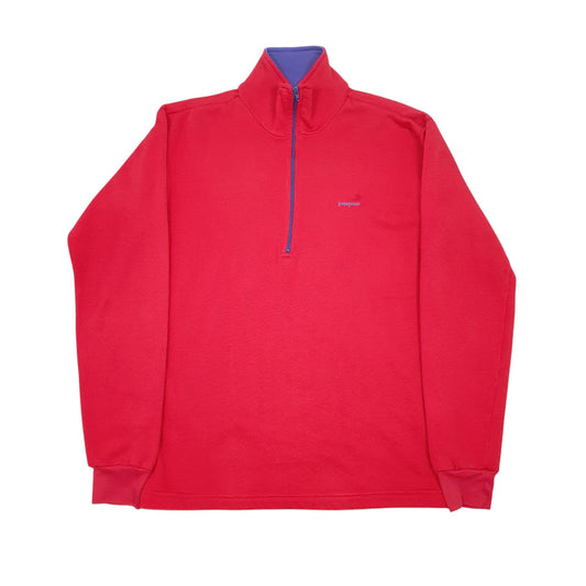 Mens Red Patagonia Capilene Vintage 90s Made In USA Quarter Zip Jumper