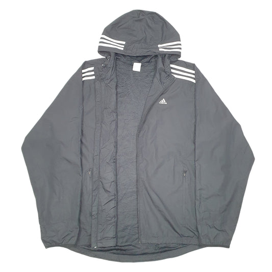 Mens Black Adidas Hooded Lightweight Full Zip Coat