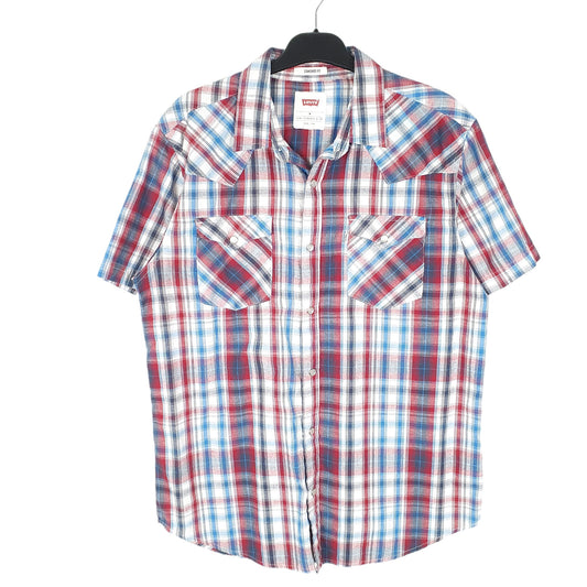 Mens White Levis Western Cowboy Pearl Snap Short Sleeve Shirt