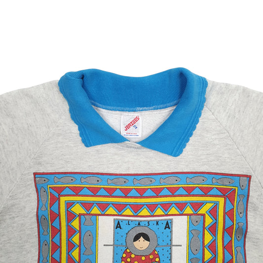 Mens Grey Jerzees Alaska Made In USA Crewneck Jumper