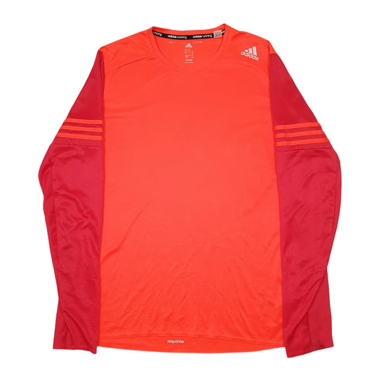 Mens Red Adidas Active Workout Running Long Sleeve T Shirt