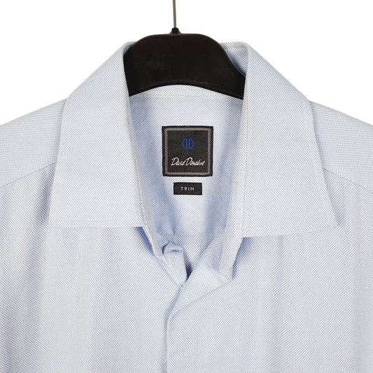 Mens Blue David Donohue Trim Long Sleeve Shirt