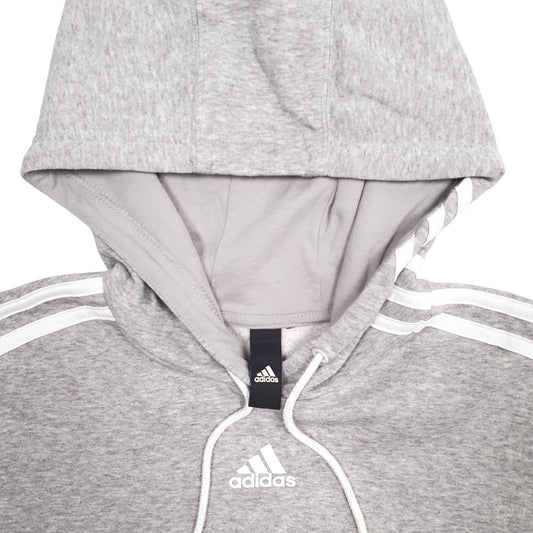 Womens Grey Adidas Crop Top Hoodie Jumper