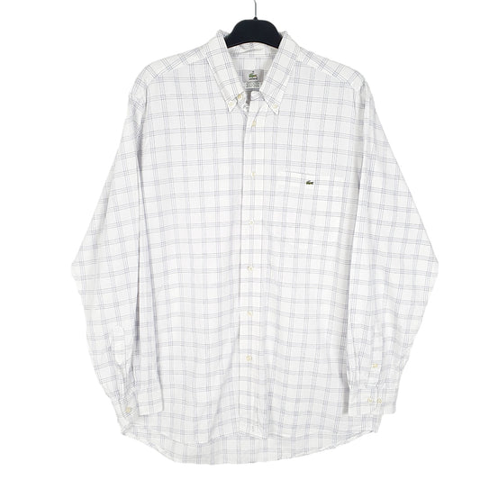 Mens White Lacoste Vintage Made In France Long Sleeve Shirt