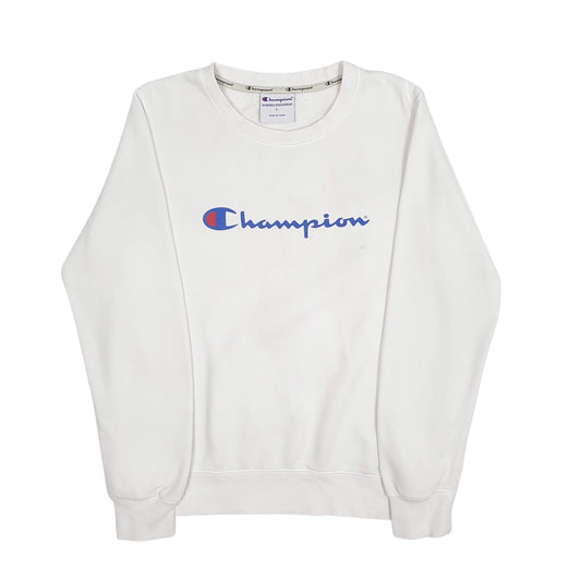Womens White Champion Crewneck Jumper