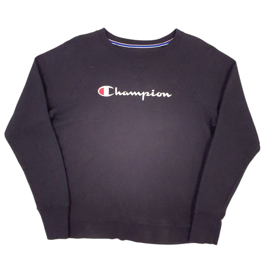 Mens Black Champion Spellout Crewneck Jumper