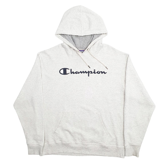 Mens Grey Champion Spellout Hoodie Jumper