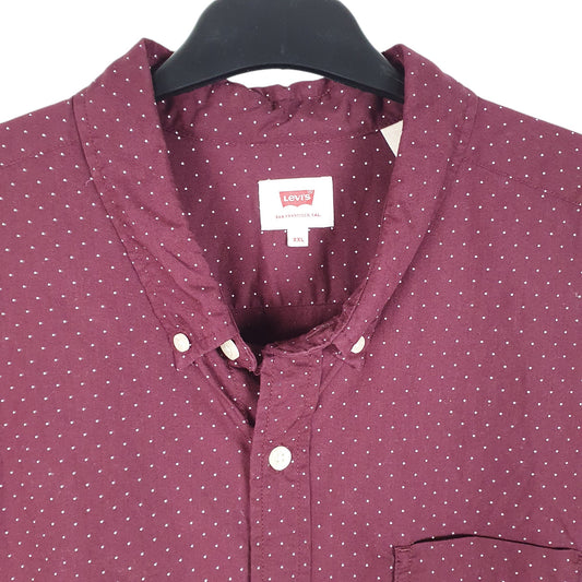 Mens Burgundy Levis Polka Dot Long Sleeve Shirt