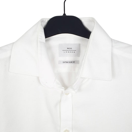 Mens White Moss London Long Sleeve Shirt