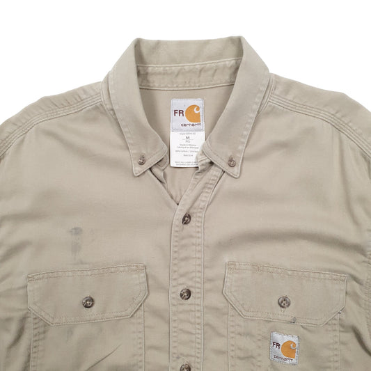Mens Beige Carhartt Fire Resistant Long Sleeve Shirt