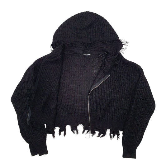 Womens Black Fashion Nova Knit Full Zip Jumper