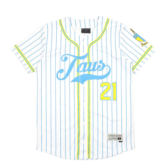 Mens White Kinetic Society Baseball Jersey Taus ATQ Fraternity Frat USA College Short Sleeve T Shirt