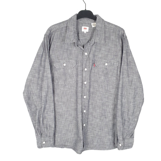 Mens Grey Levis Chambray Work Long Sleeve Shirt