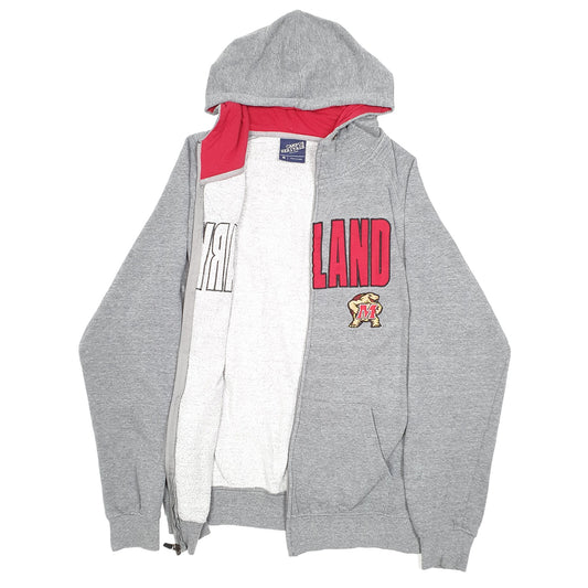Mens Grey Campus Heritage Hoodie Maryland Terrapins American Football Full Zip Jumper