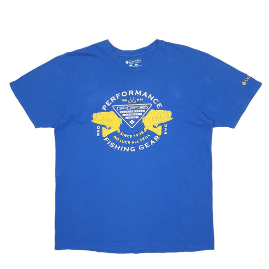 Mens Blue Columbia Sportswear PFG Fishing Short Sleeve T Shirt