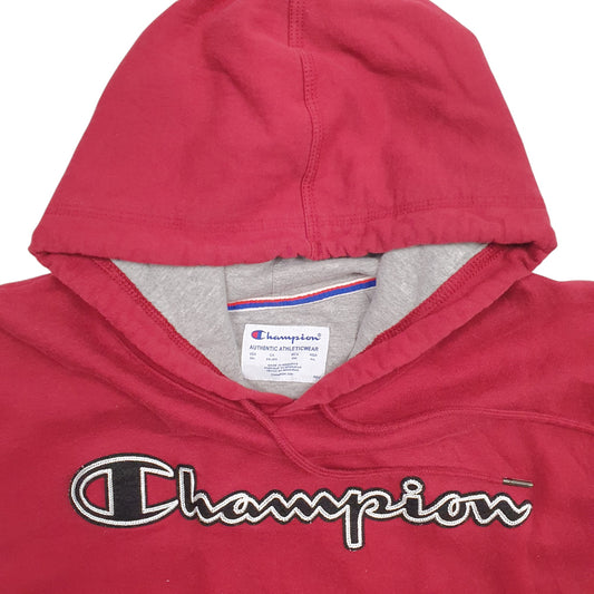 Mens Burgundy Champion Spellout Hoodie Jumper