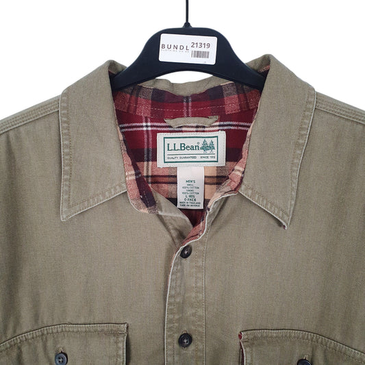 Mens Khaki L.L.Bean Overshirt Shacket Long Sleeve Shirt