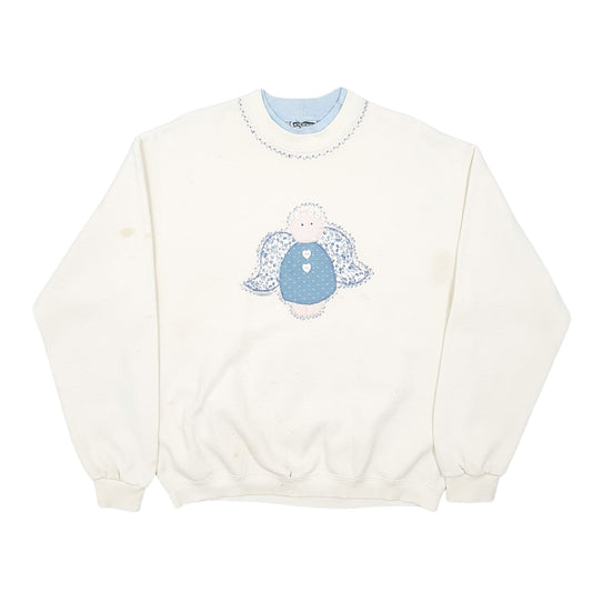 Mens Cream Lee Heavyweight Vintage Made In USA Crewneck Jumper