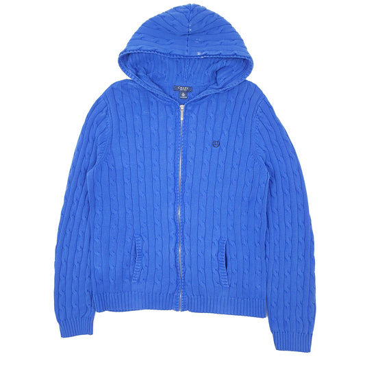 Womens Blue Chaps Cable Knit Hoodie Full Zip Jumper
