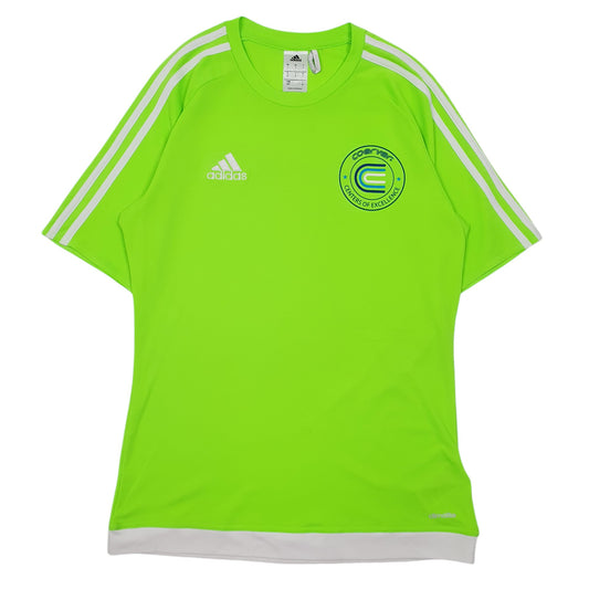 Mens Green Adidas Climalite Coerver Active Workout Gym Short Sleeve T Shirt