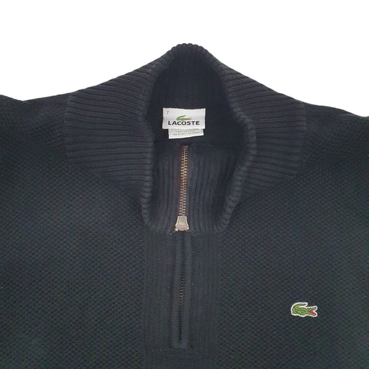 Mens Black Lacoste Knit Quarter Zip Jumper