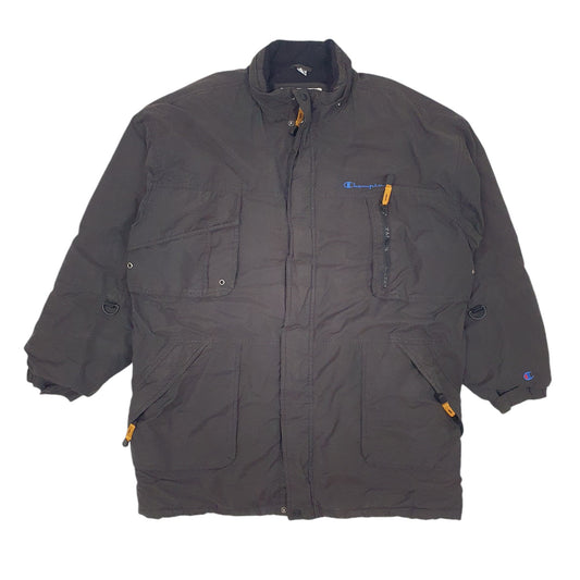 Mens Black Champion Vintage 90s Coat