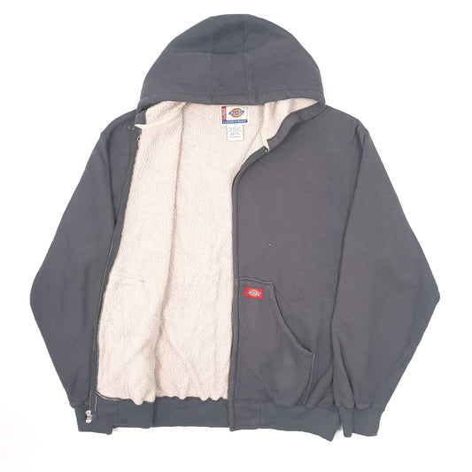 Mens Grey Dickies Hoodie Sherpa Lined Full Zip Jumper