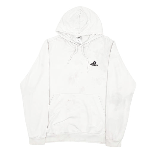 Mens White Adidas Hoodie Jumper