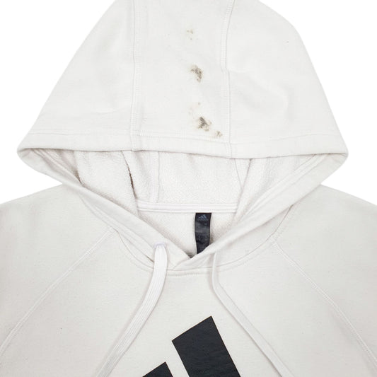 Mens White Adidas Spellout Hoodie Jumper