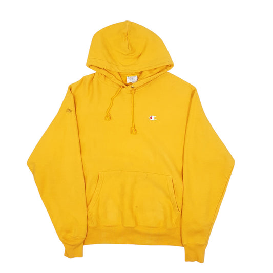 Mens Yellow Champion Reverse Weave Hoodie Jumper