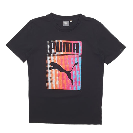 Mens Black Puma Spellout Short Sleeve T Shirt
