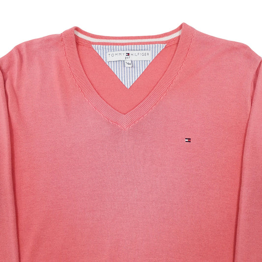 Mens Pink Tommy Hilfiger V Neck Jumper