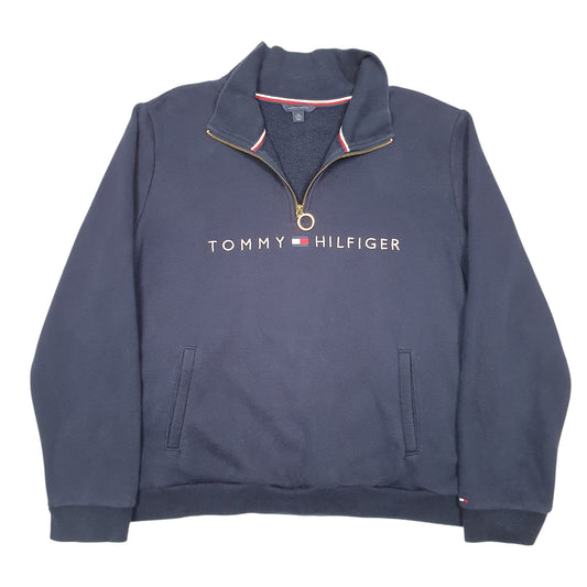 Womens Navy Tommy Hilfiger Quarter Zip Jumper