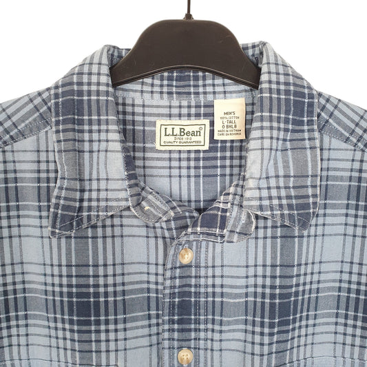Mens Blue L.L.Bean Tall Long Sleeve Shirt