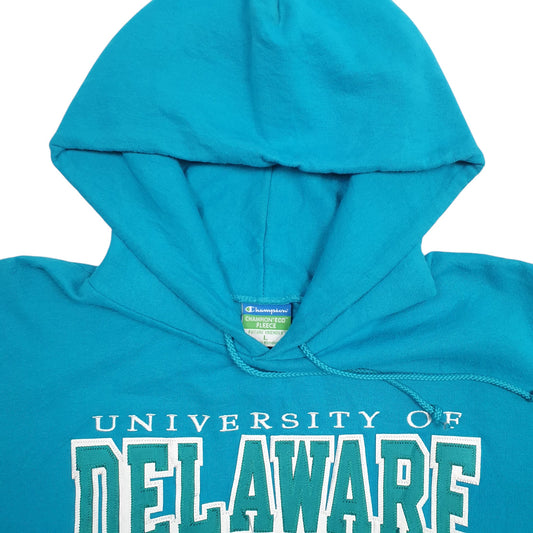 Mens Blue Champion University Of Delaware Spellout Hoodie Jumper
