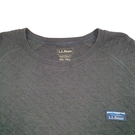 Mens Grey L.L.Bean Quilted Crewneck Jumper
