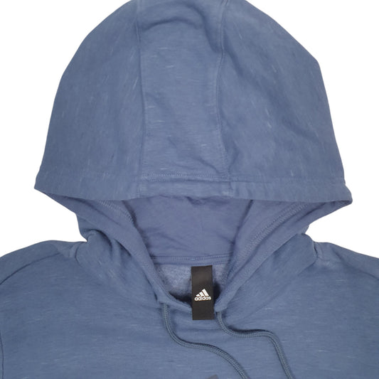Mens Blue Adidas Spellout Hoodie Jumper