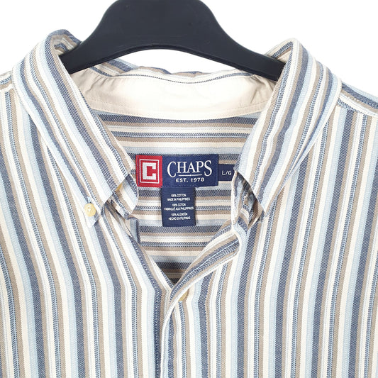 Mens Beige Chaps Long Sleeve Shirt