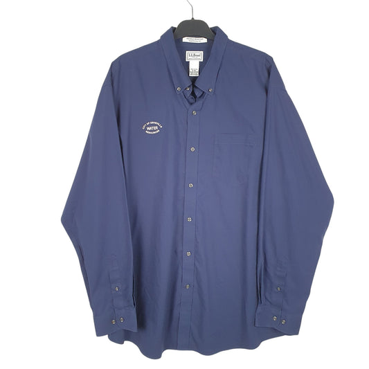 Mens Navy L.L.Bean Water Services Workwear Long Sleeve Shirt