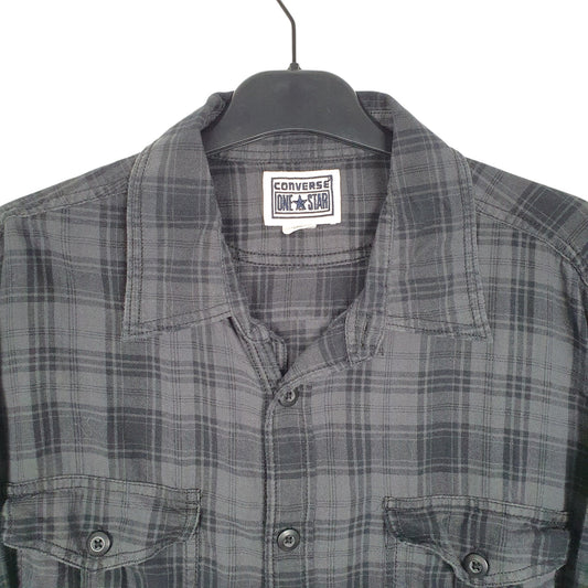 Mens Grey Converse One Star Flannel Long Sleeve Shirt