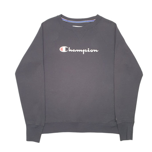 Womens Black Champion Raglan Crewneck Jumper