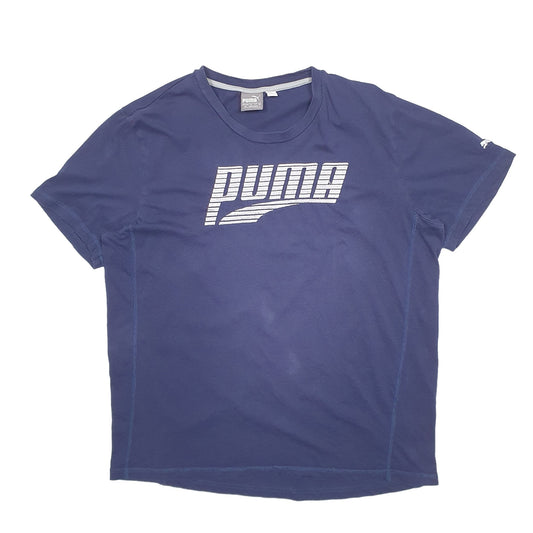 Mens Blue Puma Spellout Short Sleeve T Shirt