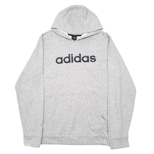 Mens Grey Adidas Spellout Hoodie Jumper