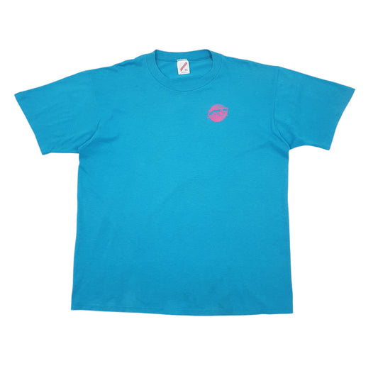 Mens Blue Jerzees Single Stitch Vintage 90s Short Sleeve T Shirt