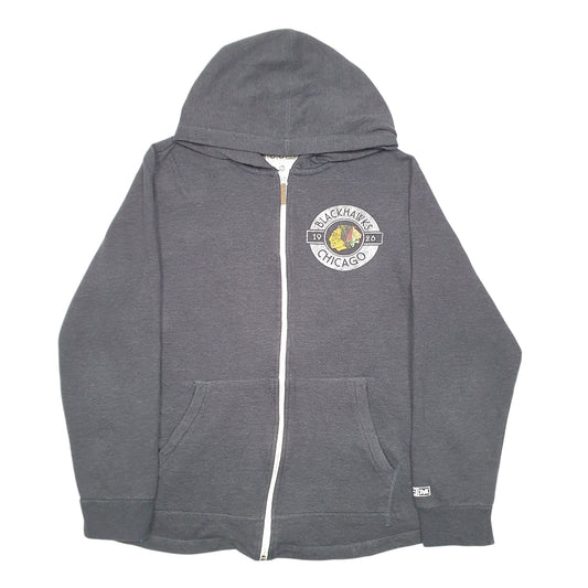 Womens Grey CCM NHL Chicago Blackhawks Hockey Hoodie Full Zip Jumper