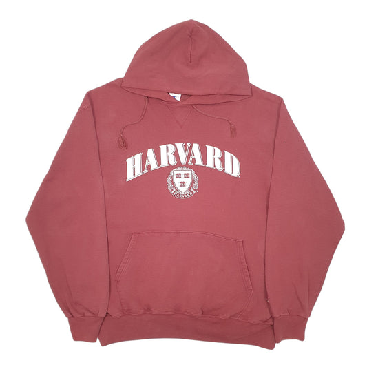 Mens Burgundy Champion Vintage 90s Harvard University Spellout Ivy League Hoodie Jumper
