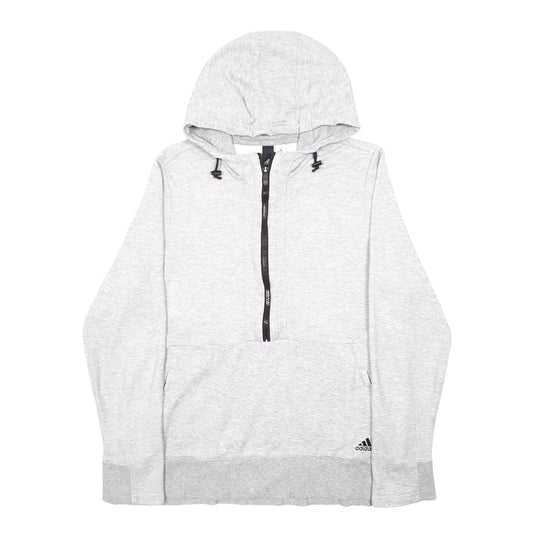 Womens Grey Adidas Gym Workout Half Zip Hoodie Jumper