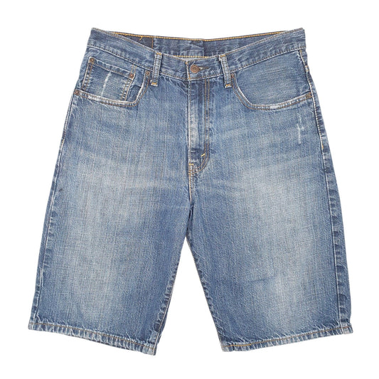 Mens Blue Levis Denim Jeans Jorts 569 Relaxed Baggy Disressed Denim Shorts