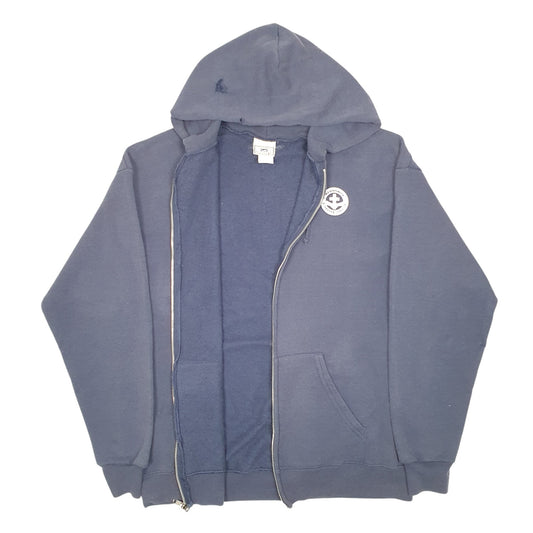 Mens Navy Lee Hoodie Vintage Heavyweight Mennonite Disaster Service Full Zip Jumper